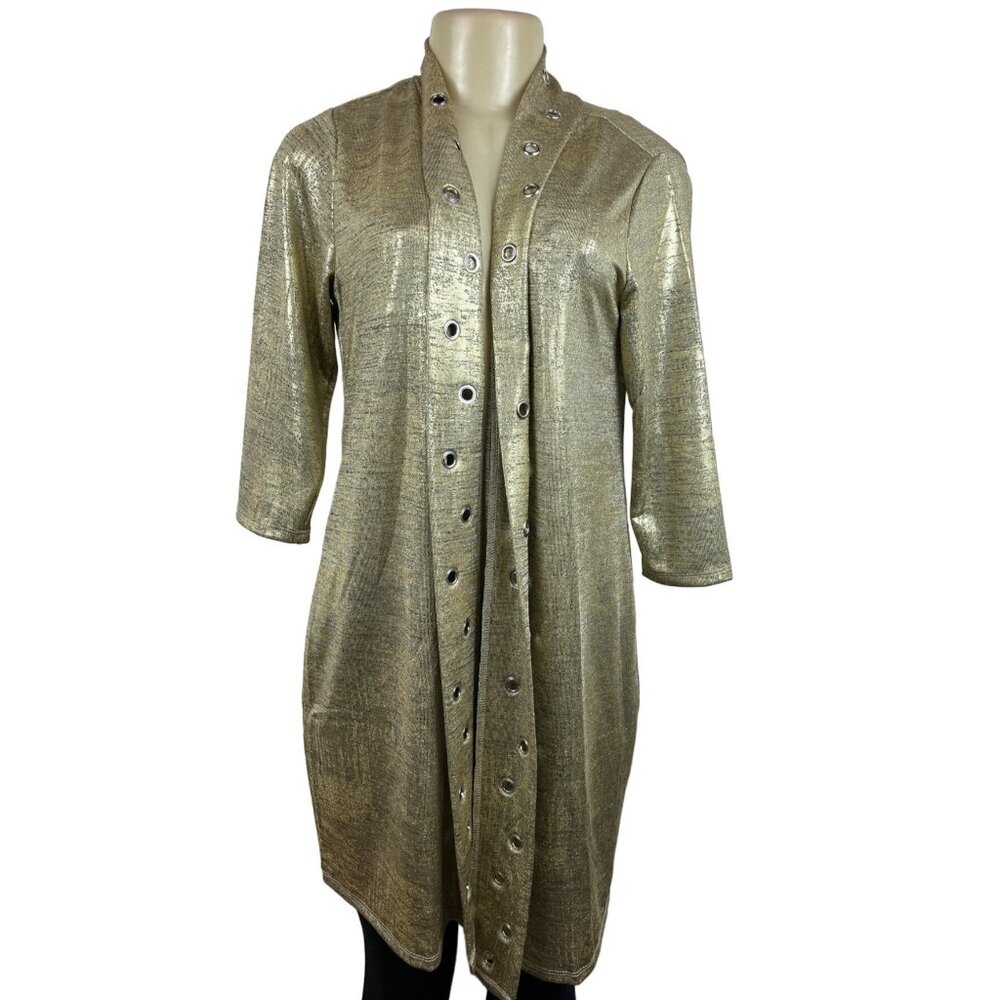 Belldini Women's Metallic Gold Cardigan Long Sleeve Sweater Sz M - NWT